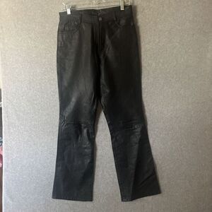 Lou Lou Skins Women's Black Genuine Leather Pants Boot Flare Leg Lined. US 11/12